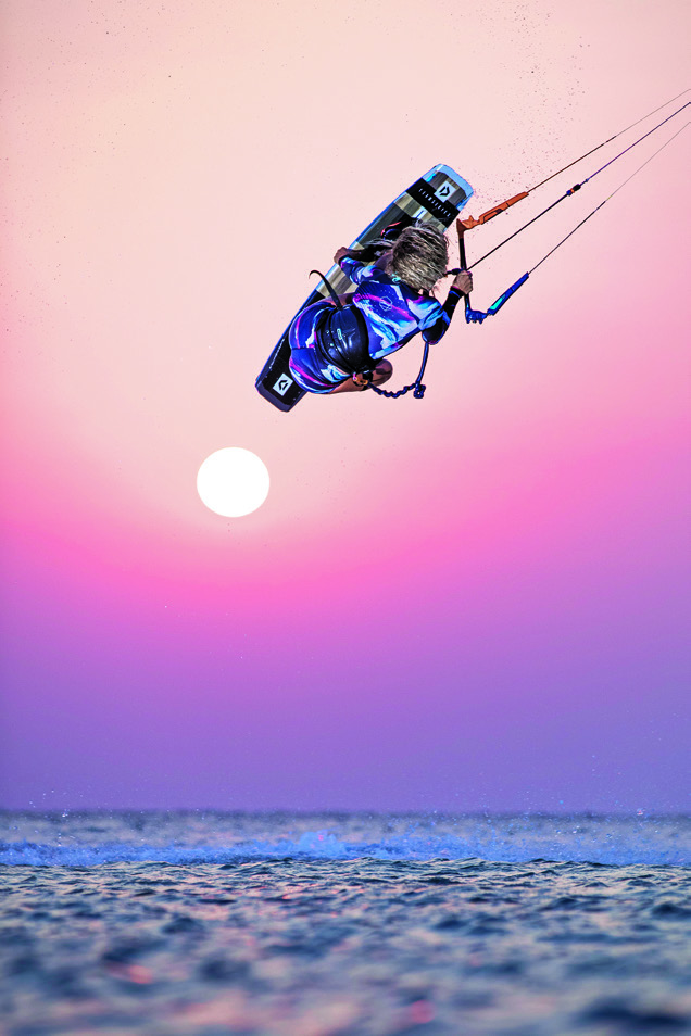 Paula Novotna over the Red Sea at sunrise.